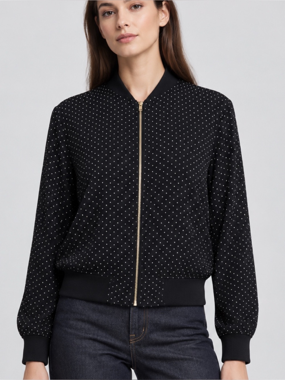 Club Monaco Silvia Polka Dot Silk Jacket in Black